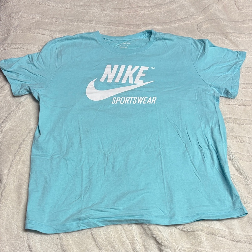 Nike Light Blue Short Sleeve Sportswear Tee with White Logo
